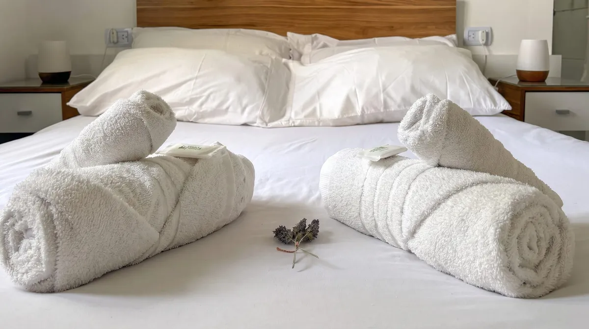 Towels, ready on the bed
